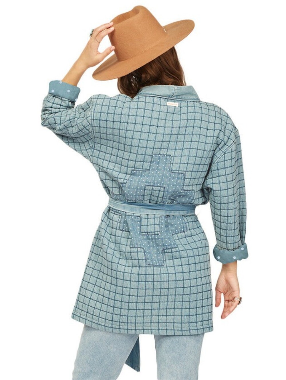 Wrangler Blue Checked Quilted Women's Coat
